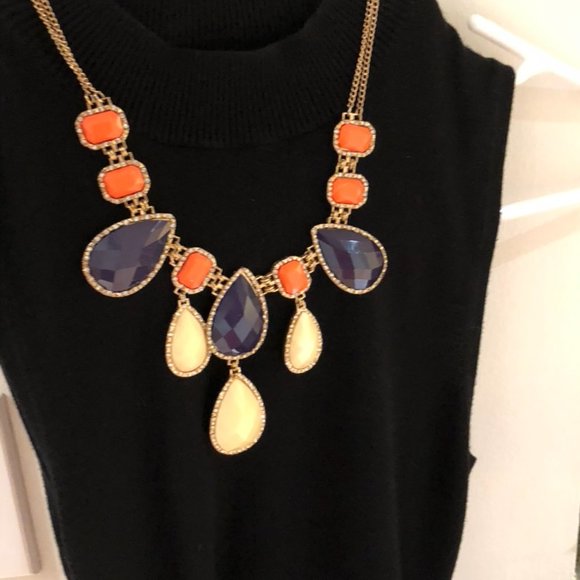 Preppy Multicolor Crystal Goldtone Necklace - Picture 4 of 4